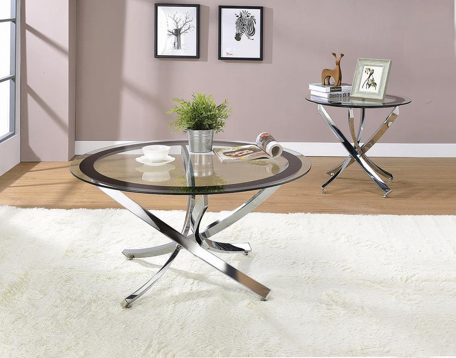 Brooke Glass Top Coffee Table Chrome and Black - Tony’s Furniture Store & Linen (GA) - Multi Location