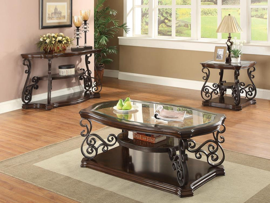 Laney Sofa Table Deep Merlot and Clear - Tony’s Furniture Store & Linen (GA) - Multi Location