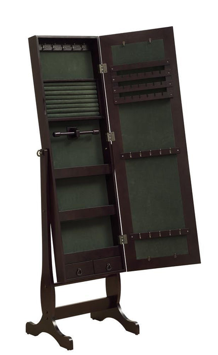 Belzar Jewelry Cheval Mirror with Drawers Cappuccino - Tony’s Furniture Store & Linen (GA) - Multi Location