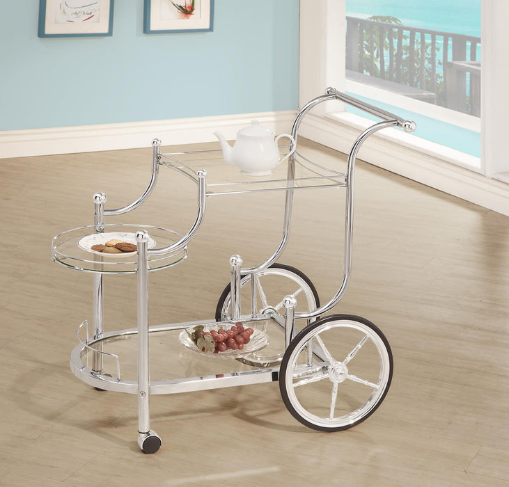 Sarandon 3-tier Serving Cart Chrome and Clear - Tony’s Furniture Store & Linen (GA) - Multi Location