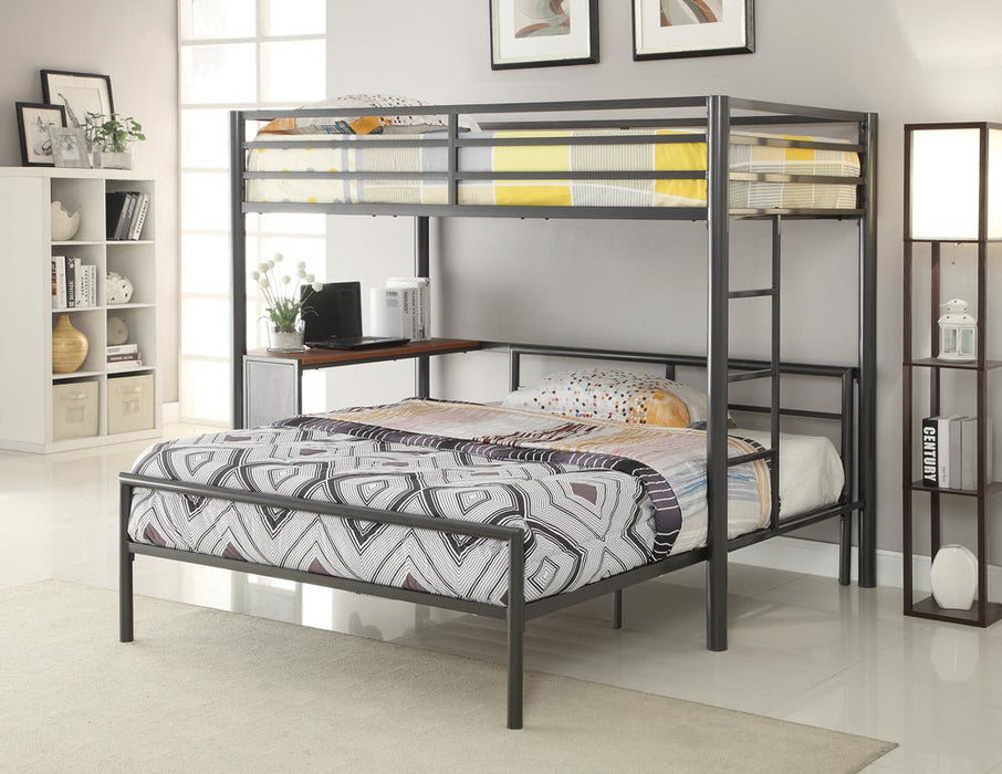 Fisher Twin Workstation Loft Bed Gunmetal - Tony’s Furniture Store & Linen (GA) - Multi Location