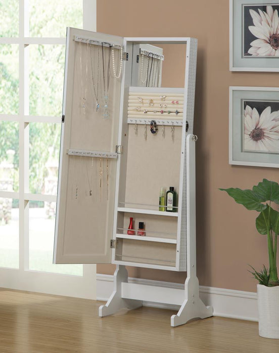 Zayas Storage Jewelry Cheval Mirror White - Tony’s Furniture Store & Linen (GA) - Multi Location