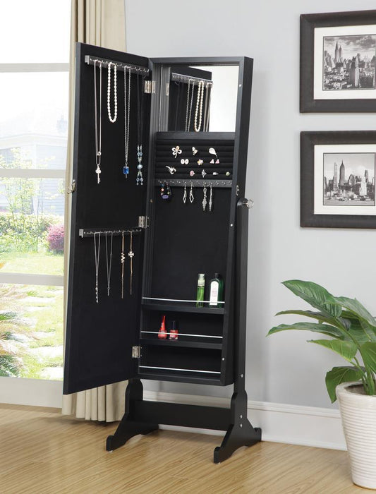 Cortez Storage Jewelry Cheval Mirror Black - Tony’s Furniture Store & Linen (GA) - Multi Location