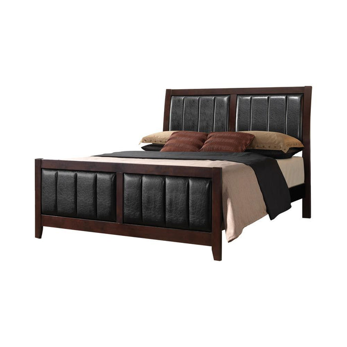 Carlton Eastern King Upholstered Bed Cappuccino and Black - Tony’s Furniture Store & Linen (GA) - Multi Location