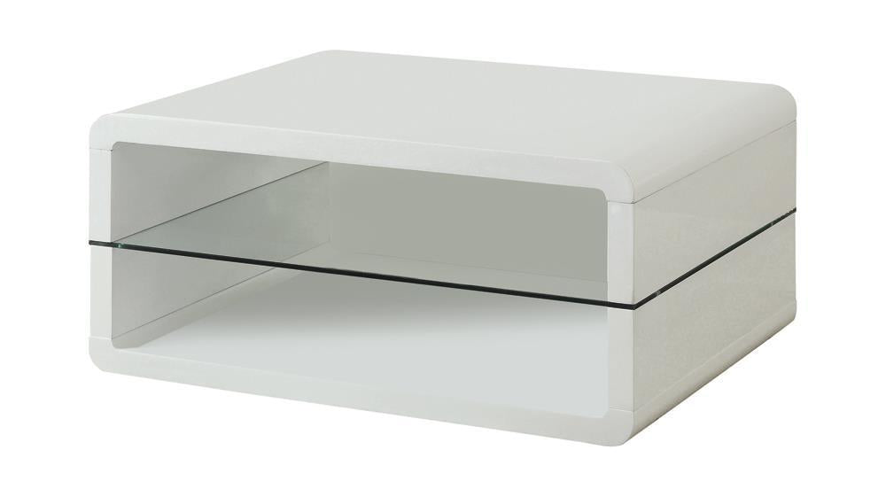 Elana Rectangle 2-shelf Coffee Table Glossy White - Tony’s Furniture Store & Linen (GA) - Multi Location