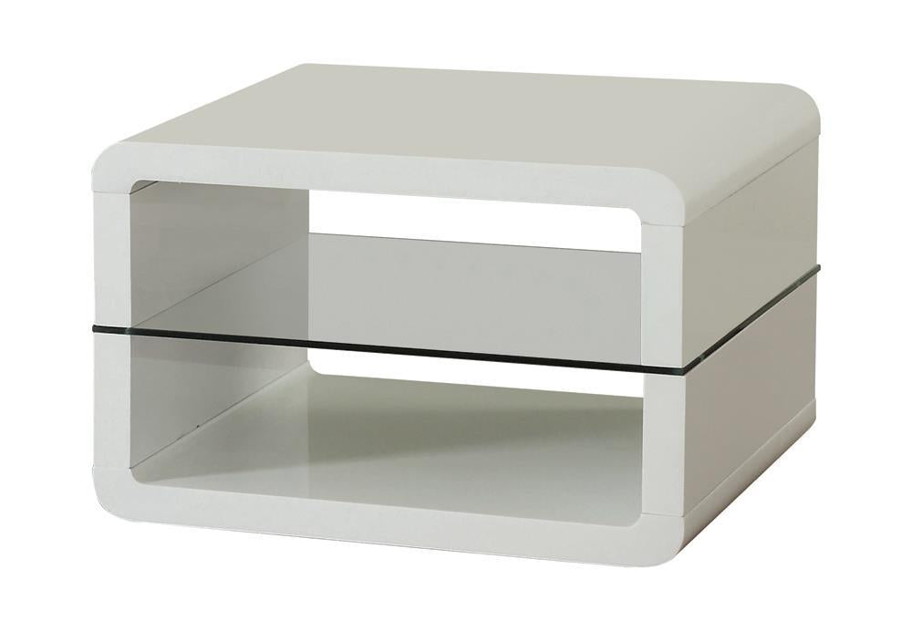 Elana Square 2-shelf End Table Glossy White - Tony’s Furniture Store & Linen (GA) - Multi Location