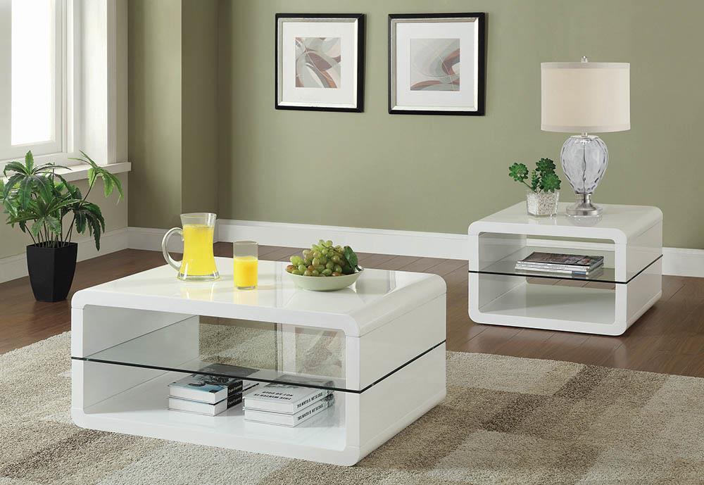 Elana Square 2-shelf End Table Glossy White - Tony’s Furniture Store & Linen (GA) - Multi Location