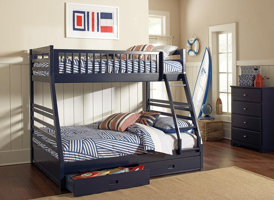 Ashton Twin Over Full 2-drawer Bunk Bed Navy Blue - Tony’s Furniture Store & Linen (GA) - Multi Location