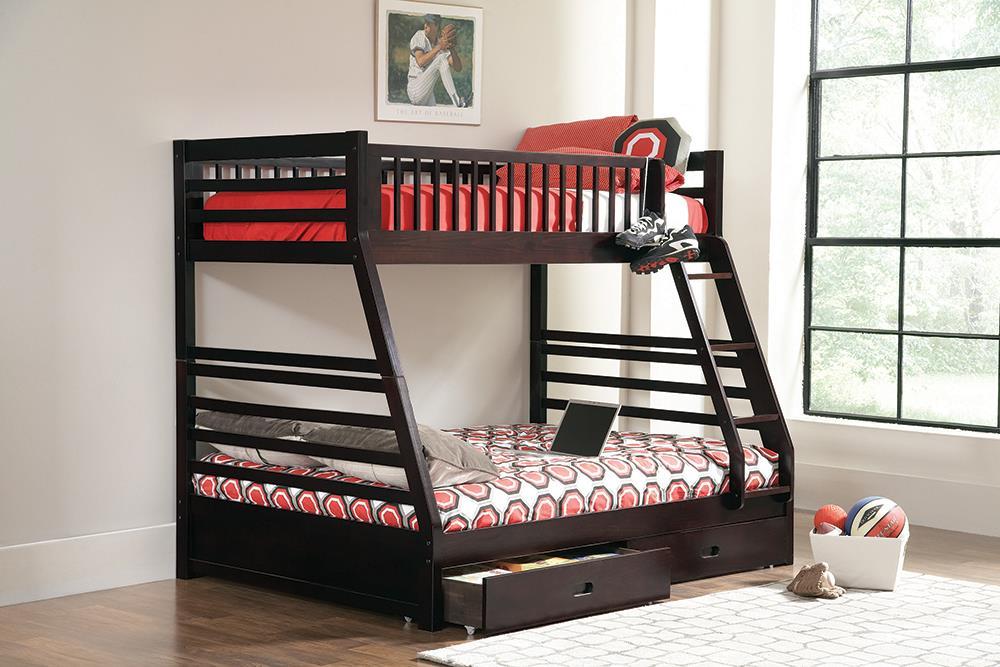 Ashton Twin Over Full 2-drawer Bunk Bed Cappuccino - Tony’s Furniture Store & Linen (GA) - Multi Location