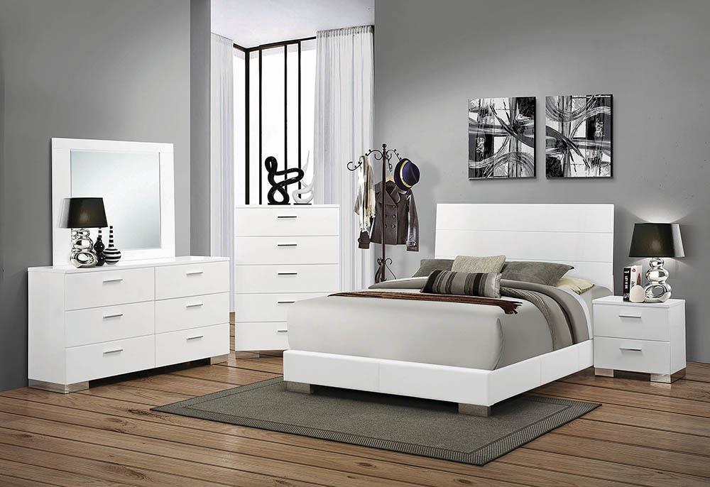 Felicity California King Panel Bed Glossy White - Tony’s Furniture Store & Linen (GA) - Multi Location