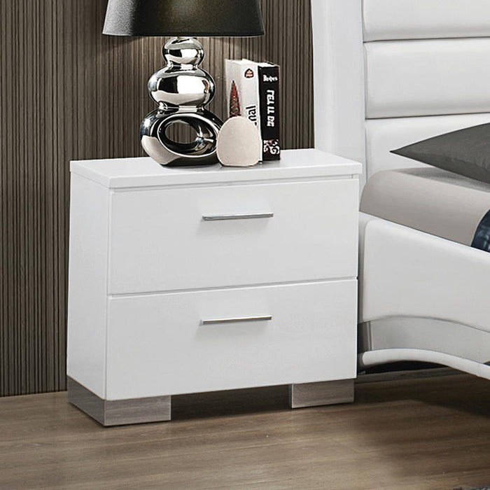 Felicity 2-drawer Nightstand Glossy White - Tony’s Furniture Store & Linen (GA) - Multi Location