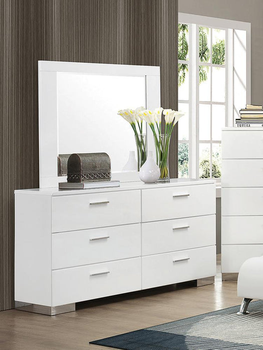 Felicity Rectangle Dresser Mirror Glossy White - Tony’s Furniture Store & Linen (GA) - Multi Location