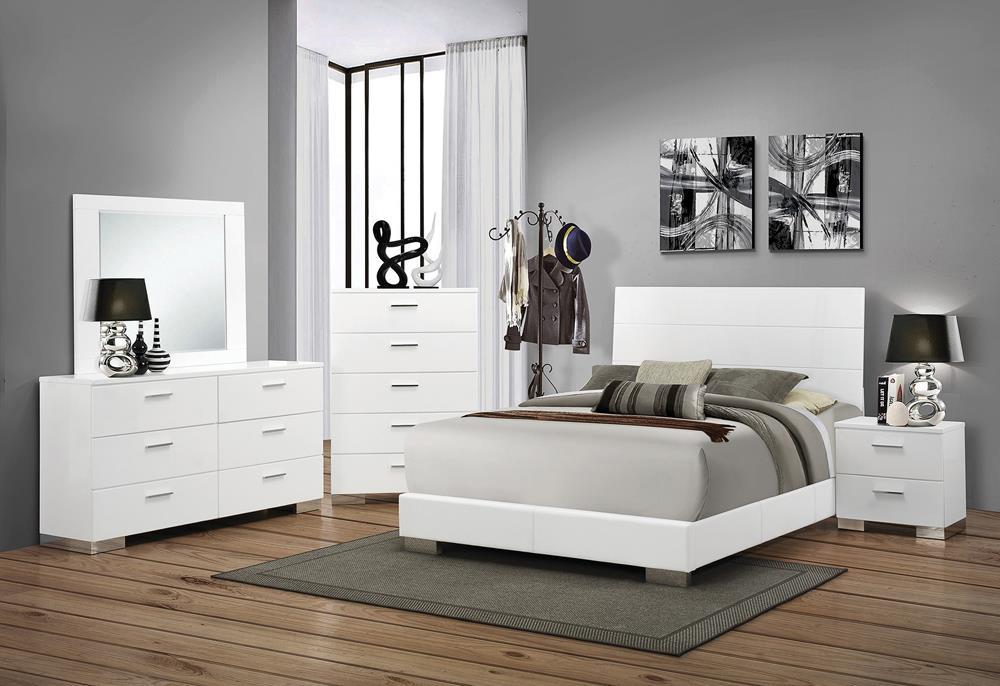 Felicity Queen Panel Bed Glossy White - Tony’s Furniture Store & Linen (GA) - Multi Location