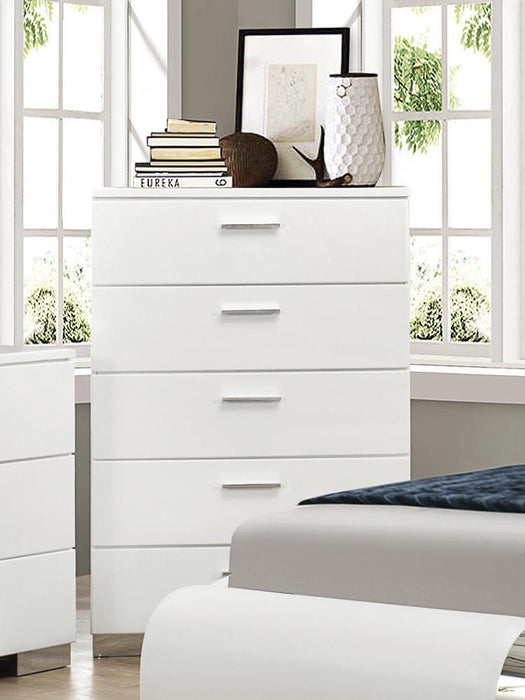 Felicity 5-drawer Chest Glossy White - Tony’s Furniture Store & Linen (GA) - Multi Location