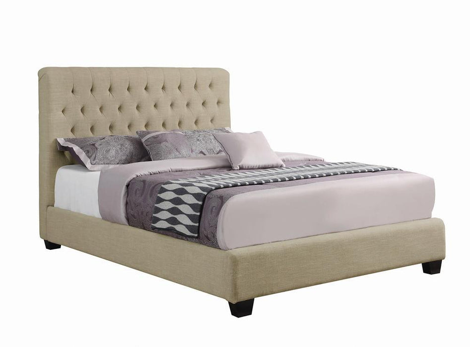 Chloe Tufted Upholstered California King Bed Oatmeal - Tony’s Furniture Store & Linen (GA) - Multi Location