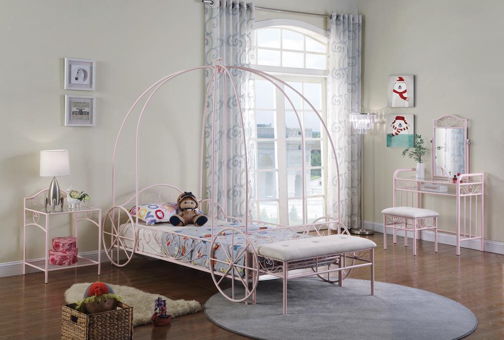 Massi Twin Canopy Bed Powder Pink - Tony’s Furniture Store & Linen (GA) - Multi Location