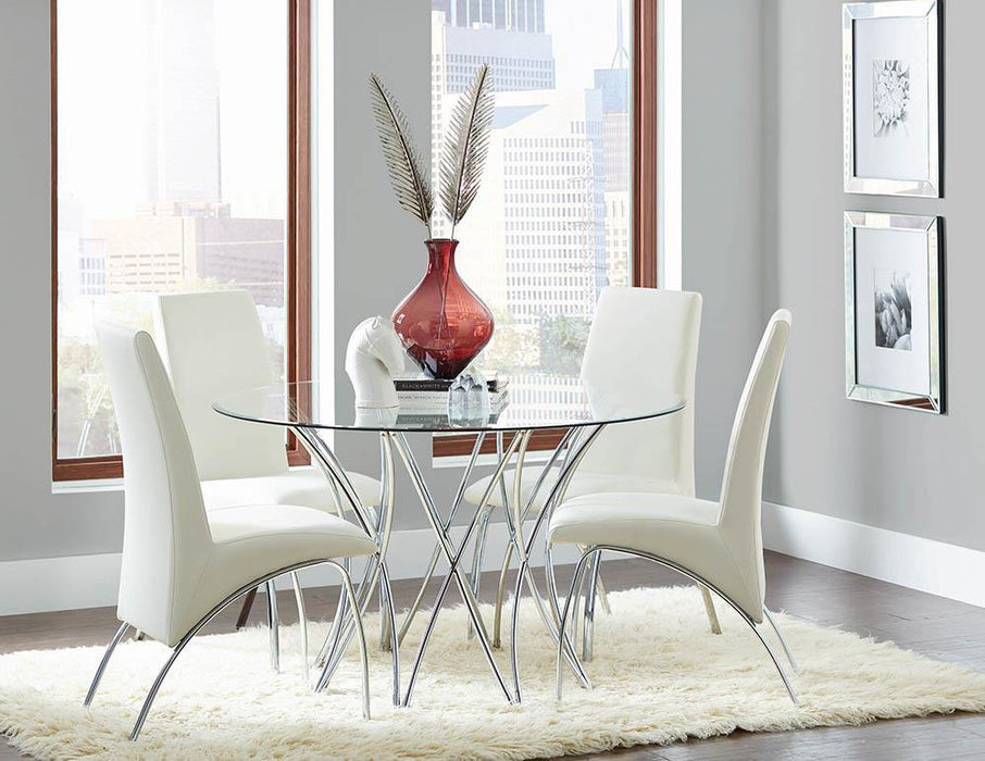 Bishop Upholstered Side Chairs White and Chrome (Set of 2) - Tony’s Furniture Store & Linen (GA) - Multi Location