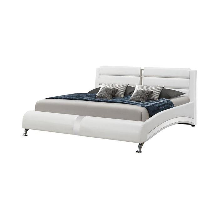 Jeremaine California King Upholstered Bed White - Tony’s Furniture Store & Linen (GA) - Multi Location