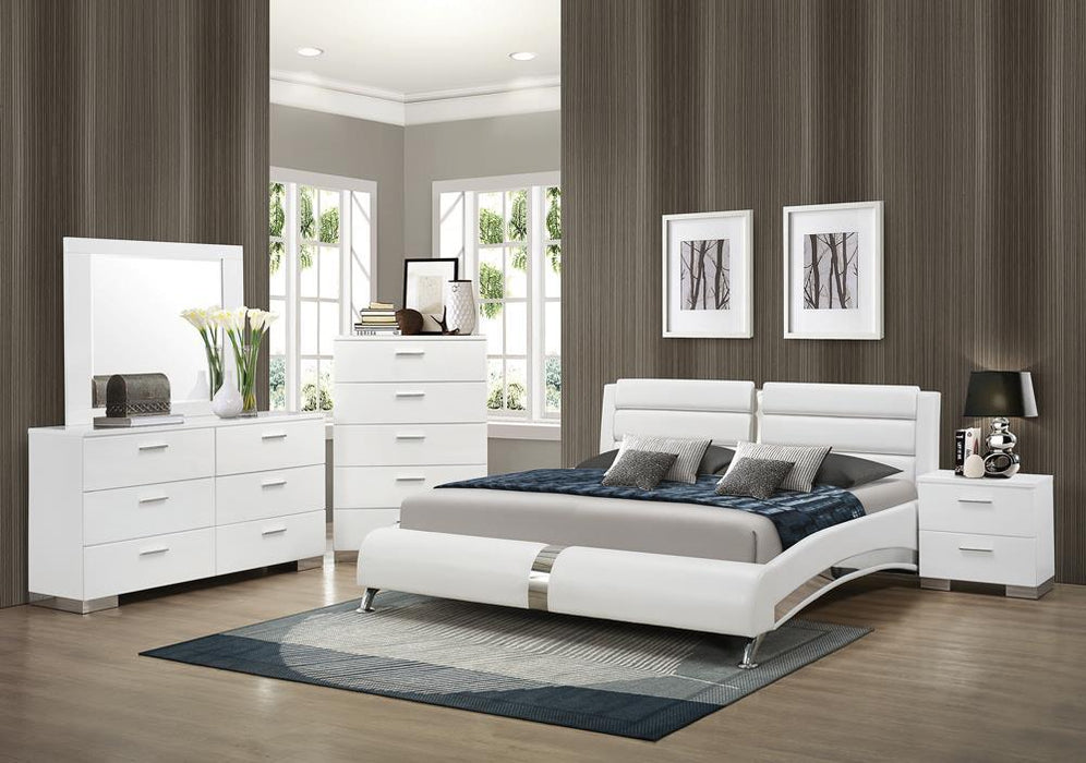 Jeremaine California King Upholstered Bed White - Tony’s Furniture Store & Linen (GA) - Multi Location