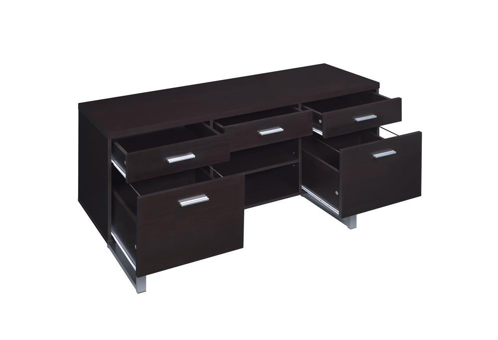 Lawtey 5-drawer Credenza with Adjustable Shelf Cappuccino - Tony’s Furniture Store & Linen (GA) - Multi Location