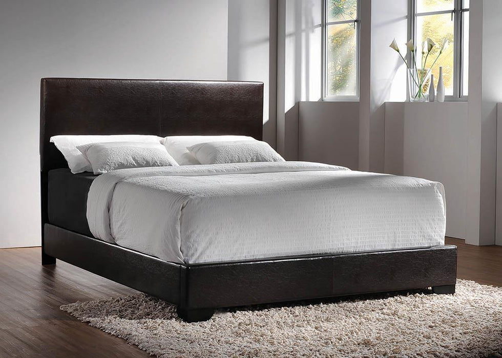 Conner Queen Upholstered Panel Bed Black and Dark Brown - Tony’s Furniture Store & Linen (GA) - Multi Location