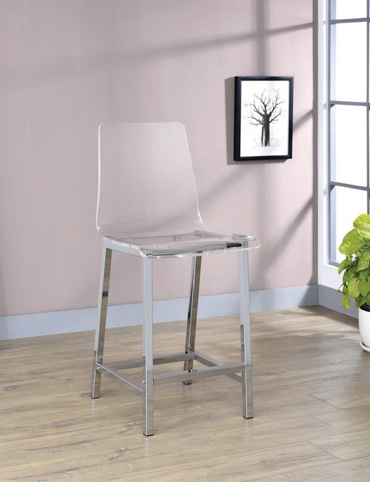 Juelia Counter Height Stools Chrome and Clear Acrylic (Set of 2) - Tony’s Furniture Store & Linen (GA) - Multi Location