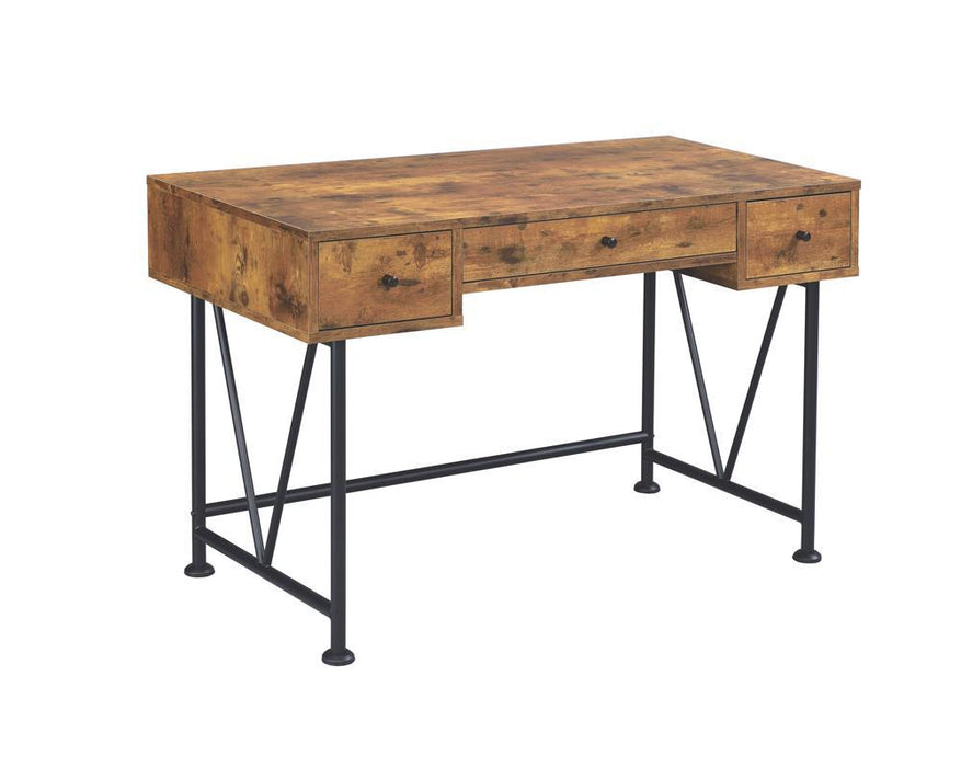 Analiese 3-drawer Writing Desk Antique Nutmeg and Black - Tony’s Furniture Store & Linen (GA) - Multi Location