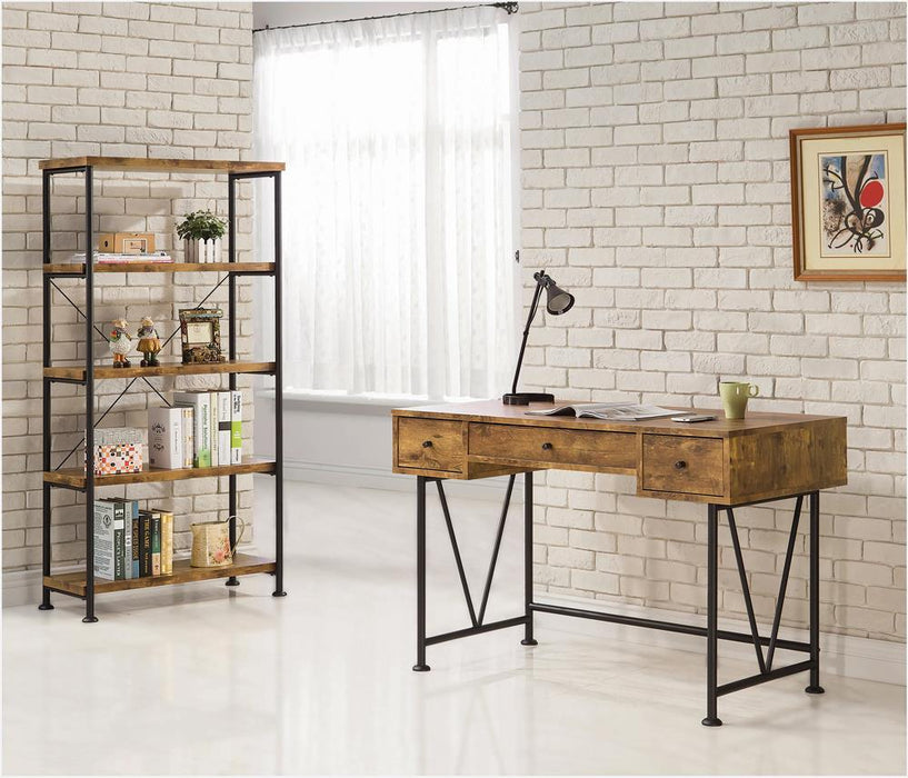 Analiese 3-drawer Writing Desk Antique Nutmeg and Black - Tony’s Furniture Store & Linen (GA) - Multi Location