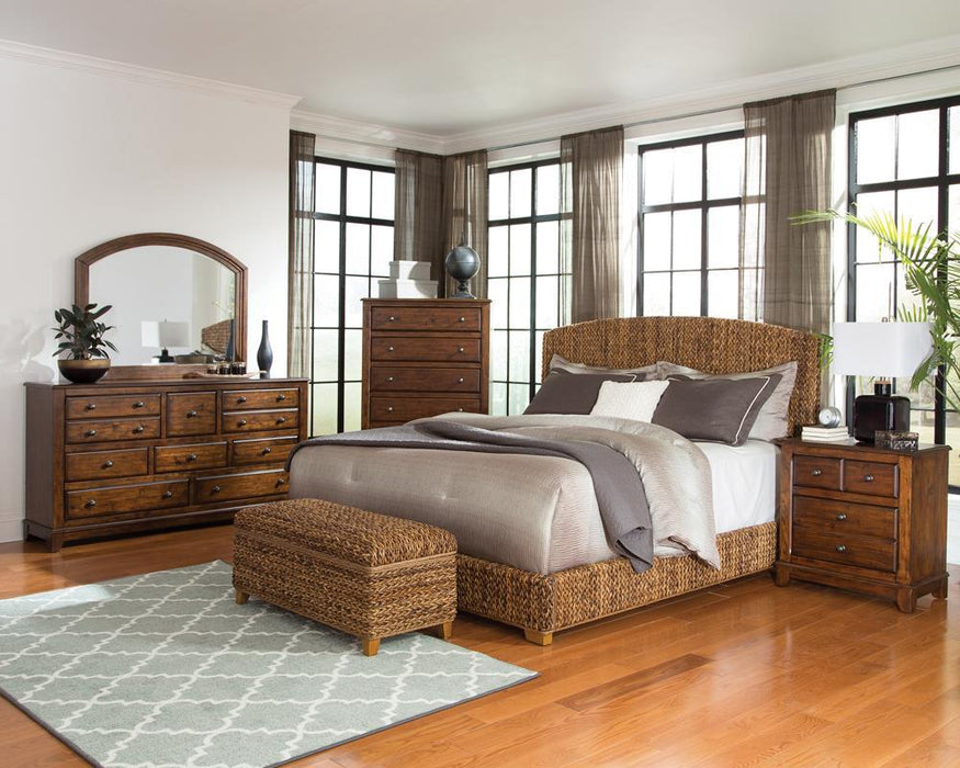 Laughton Hand-Woven Banana Leaf Eastern King Bed Amber - Tony’s Furniture Store & Linen (GA) - Multi Location