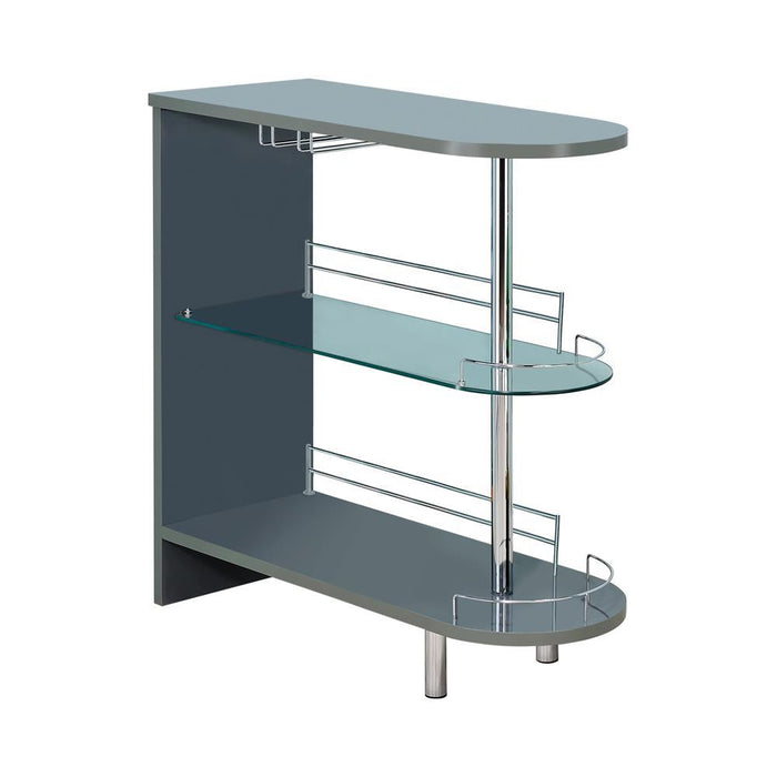Adolfo 3-tier Bar Table Glossy Grey and Clear - Tony’s Furniture Store & Linen (GA) - Multi Location
