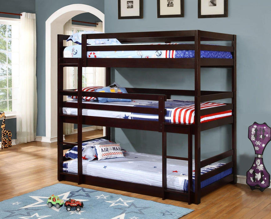 Sandler Twin Triple Bunk Bed Cappuccino - Tony’s Furniture Store & Linen (GA) - Multi Location