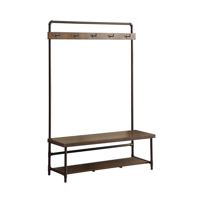 Alise Hall Tree with 5 Coat Hooks Chestnut and Dark Bronze - Tony’s Furniture Store & Linen (GA) - Multi Location