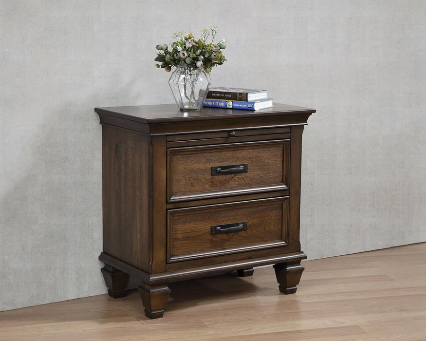 Franco 2-drawer Nightstand with Pull Out Tray Burnished Oak - Tony’s Furniture Store & Linen (GA) - Multi Location