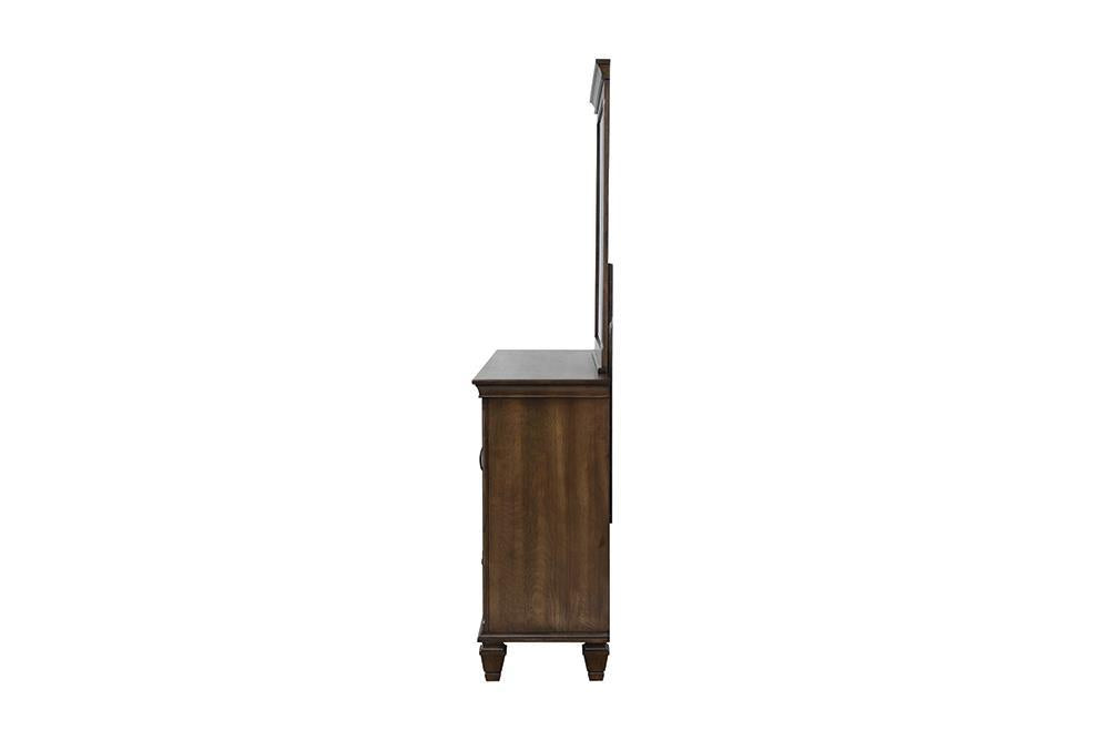 Franco 5-drawer Dresser with 2 Louvered Doors Burnished Oak - Tony’s Furniture Store & Linen (GA) - Multi Location