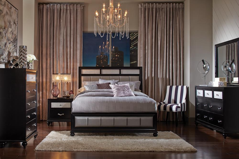 Barzini Queen Upholstered Bed Black and Grey - Tony’s Furniture Store & Linen (GA) - Multi Location
