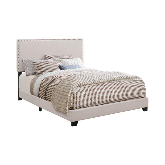 Boyd Eastern King Upholstered Bed with Nailhead Trim Ivory - Tony’s Furniture Store & Linen (GA) - Multi Location