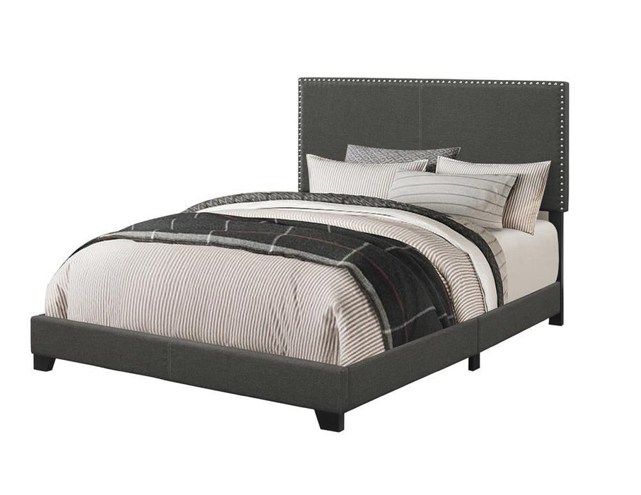 Boyd Eastern King Upholstered Bed with Nailhead Trim Charcoal - Tony’s Furniture Store & Linen (GA) - Multi Location