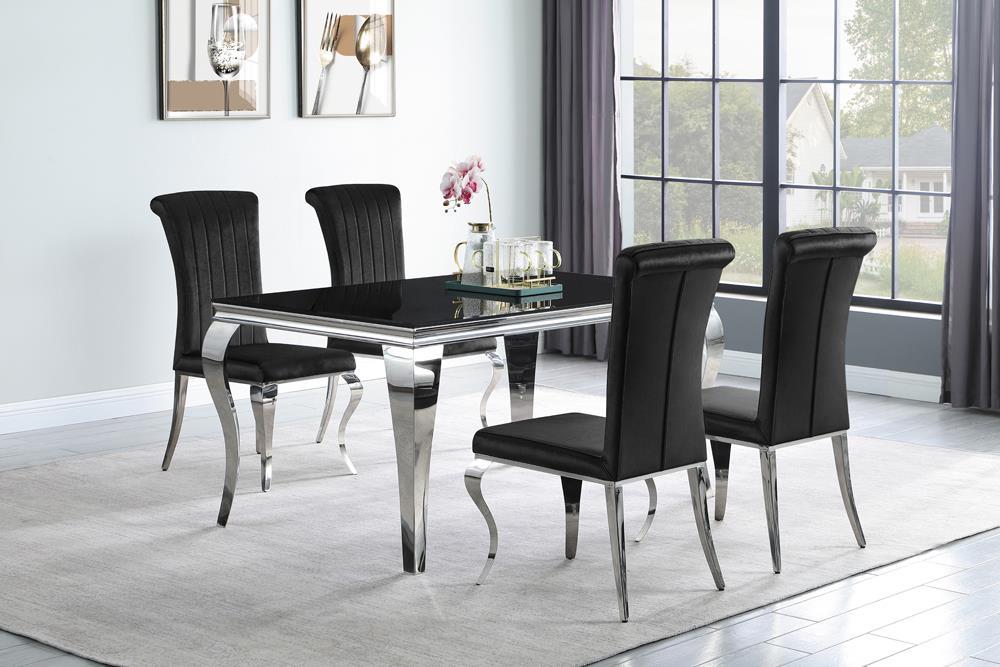 Carone Rectangular Dining Table Chrome and Black - Tony’s Furniture Store & Linen (GA) - Multi Location