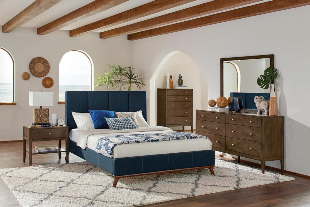 Charity Eastern King Upholstered Bed Blue - Tony’s Furniture Store & Linen (GA) - Multi Location