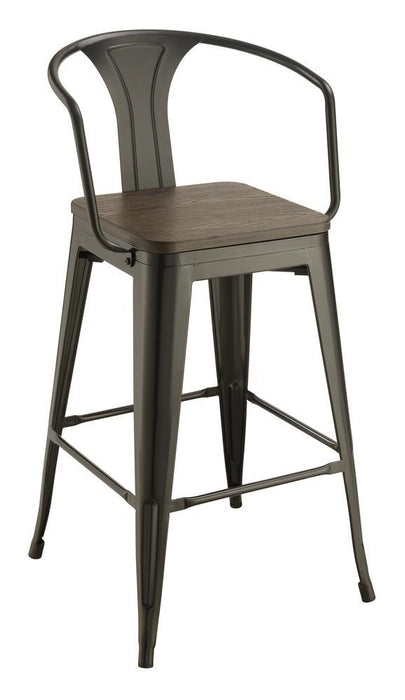 Cavalier Wooden Seat Bar Stools Dark Elm and Matte Black (Set of 2) - Tony’s Furniture Store & Linen (GA) - Multi Location