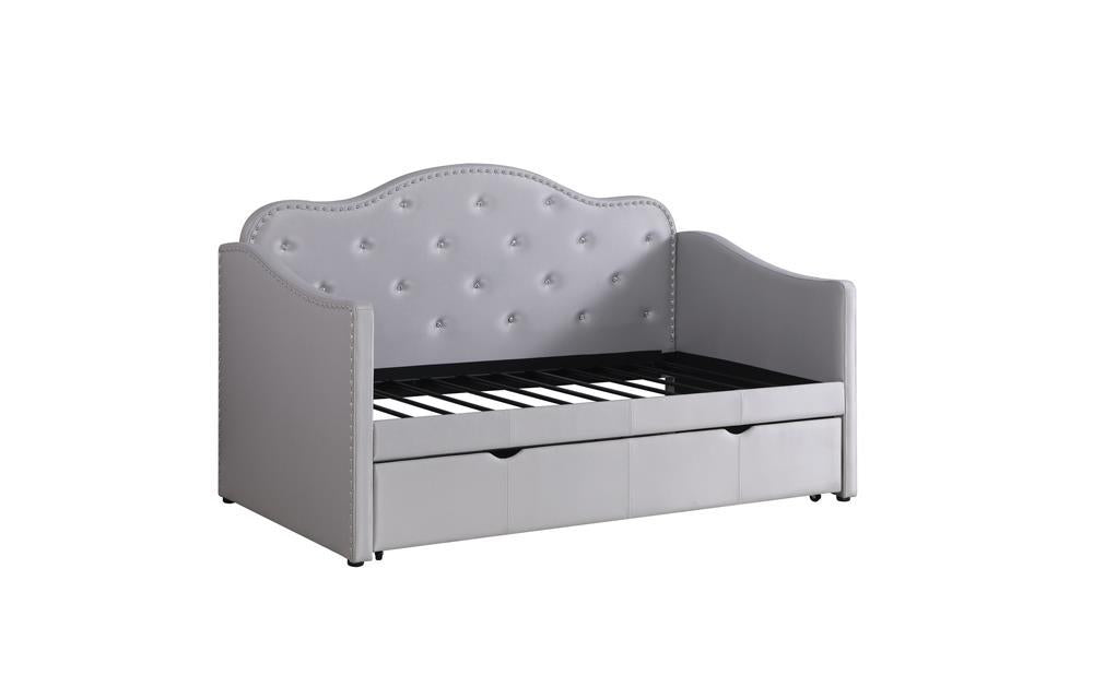 Elmore Upholstered Twin Daybed with Trundle Pearlescent Grey - Tony’s Furniture Store & Linen (GA) - Multi Location