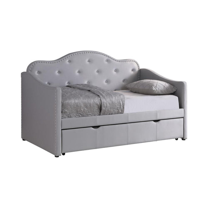 Elmore Upholstered Twin Daybed with Trundle Pearlescent Grey - Tony’s Furniture Store & Linen (GA) - Multi Location