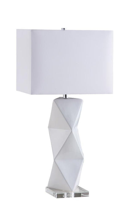 Camie Geometric Ceramic Base Table Lamp White - Tony’s Furniture Store & Linen (GA) - Multi Location