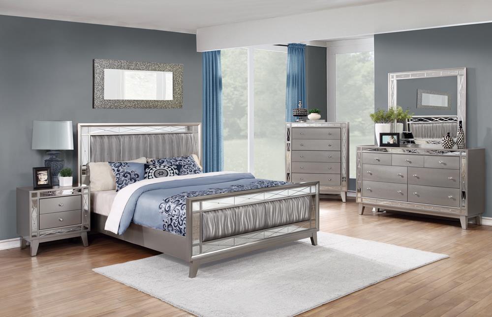 Leighton Full Panel Bed with Mirrored Accents Mercury Metallic - Tony’s Furniture Store & Linen (GA) - Multi Location