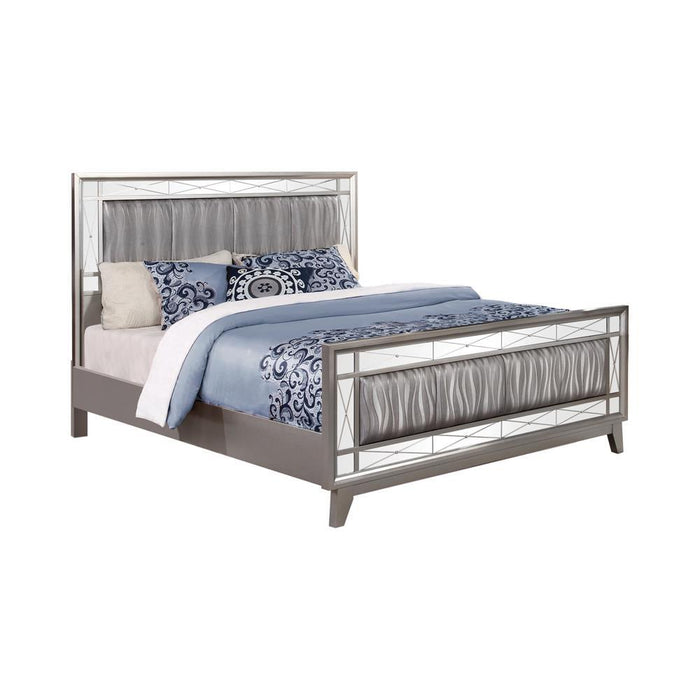 Leighton Full Panel Bed with Mirrored Accents Mercury Metallic - Tony’s Furniture Store & Linen (GA) - Multi Location