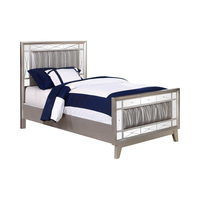 Leighton Twin Panel Bed with Mirrored Accents Mercury Metallic - Tony’s Furniture Store & Linen (GA) - Multi Location