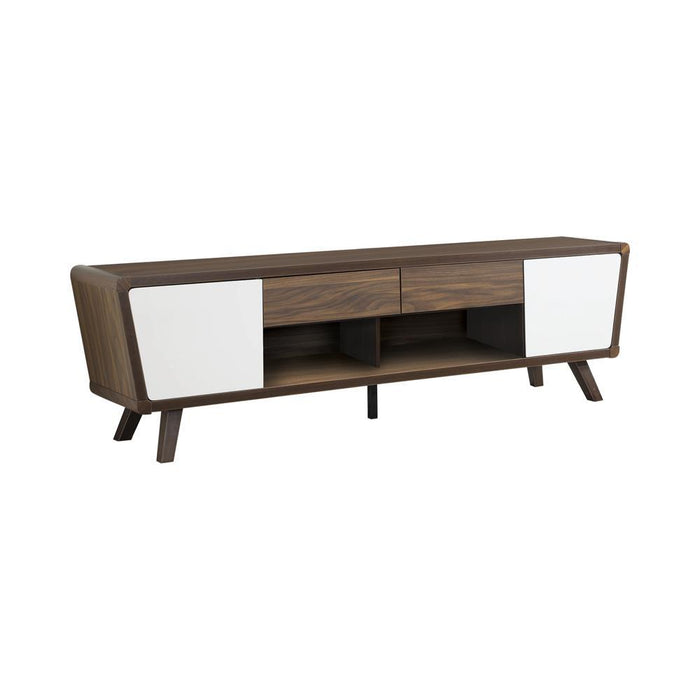 Alvin 2-drawer TV Console Dark Walnut and Glossy White - Tony’s Furniture Store & Linen (GA) - Multi Location