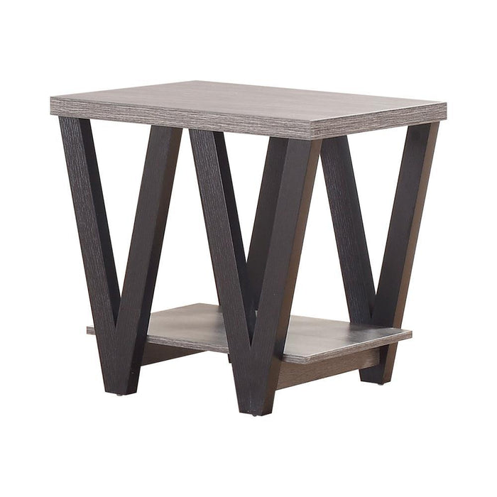 Stevens V-shaped End Table Black and Antique Grey - Tony’s Furniture Store & Linen (GA) - Multi Location