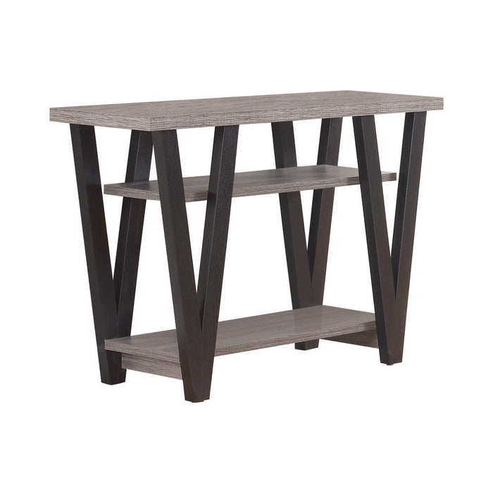 Stevens V-shaped Sofa Table Black and Antique Grey - Tony’s Furniture Store & Linen (GA) - Multi Location
