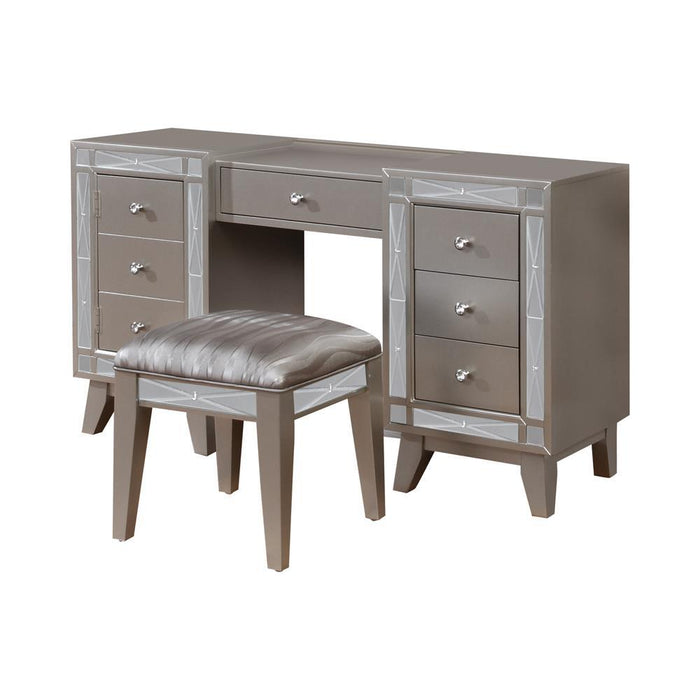 Leighton Vanity Desk and Stool Metallic Mercury - Tony’s Furniture Store & Linen (GA) - Multi Location